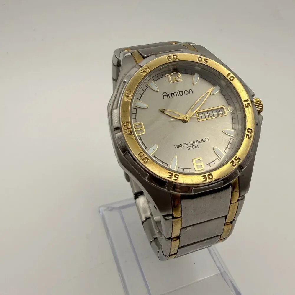 Elegant Vintage Armitron Crissal Men's Two-Tone Watch Working